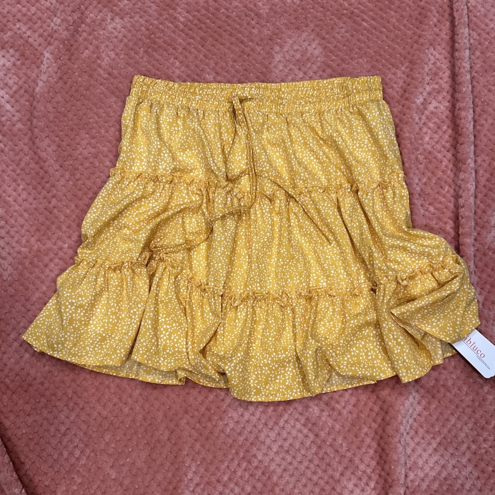 Hibluco XL Lady Floral Skirt Mini Short Ruffle Frill Summer Casual Elastic